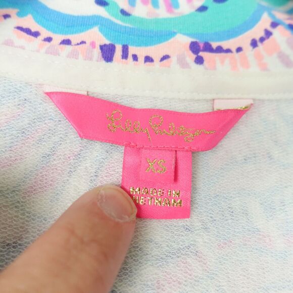 Lilly Pulitzer Leona Full Zip Womens Activewear Jacket SZ XS Sea Shell Tropical - Picture 8 of 15